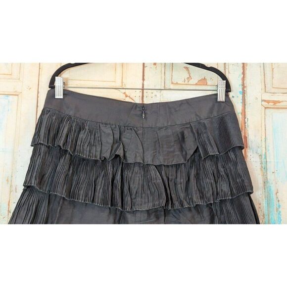Gap Womens 10 Black Mini Skirt Solid Elastic Waist Zip Closure Ruffles Straight - Picture 6 of 9